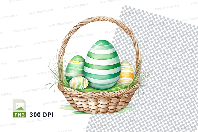 Easter basket with decorated eggs