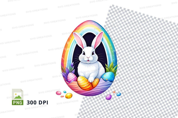 Easter bunny in rainbow egg