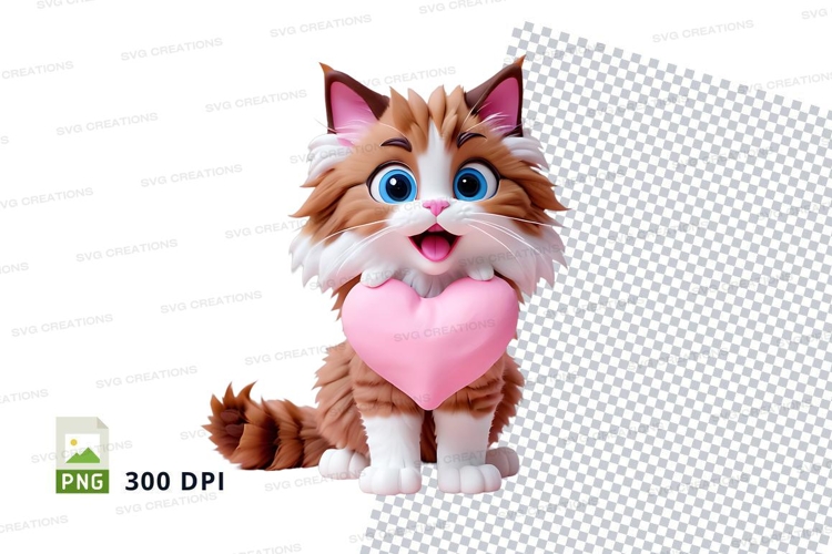 Adorable cat with heart