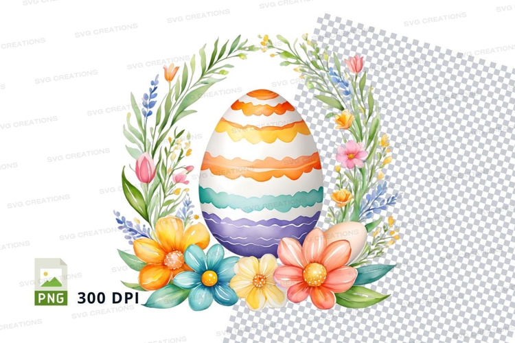Easter egg with floral wreath