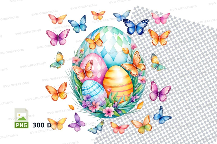 Colorful easter eggs with butterflies