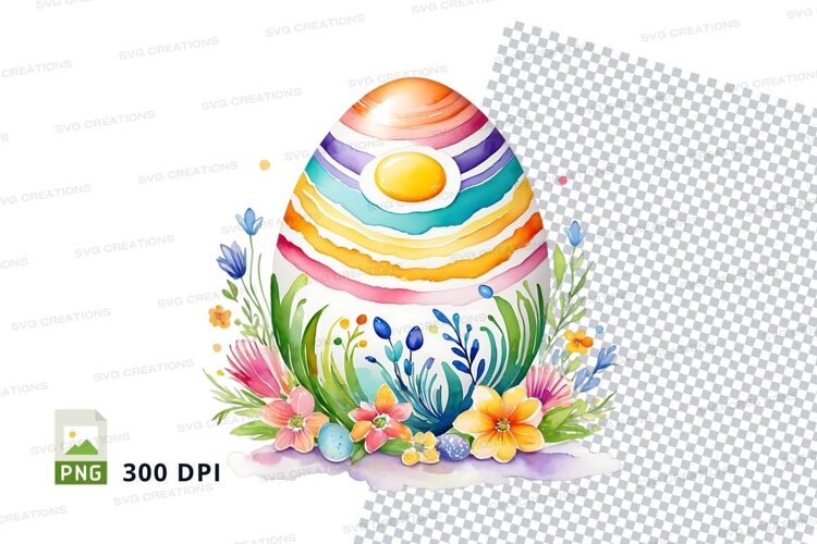 Colorful easter egg with flowers example image 1