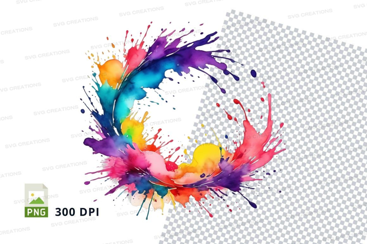 Colorful paint splash wreath