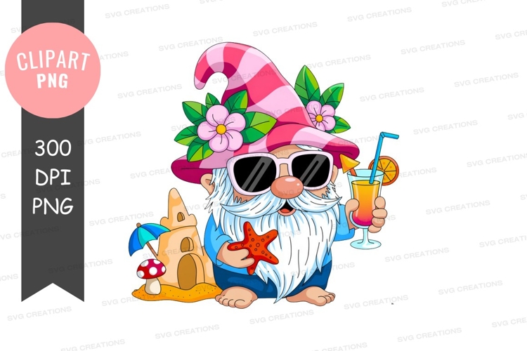 Beach gnome with cocktail