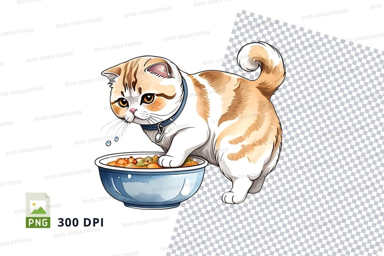 Curious cat eating