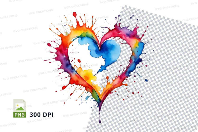 Rainbow heart splash