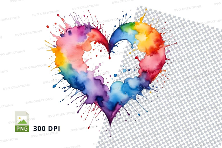 Rainbow heart splash