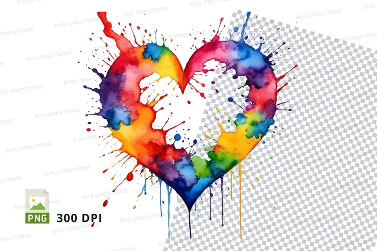 Rainbow heart splash