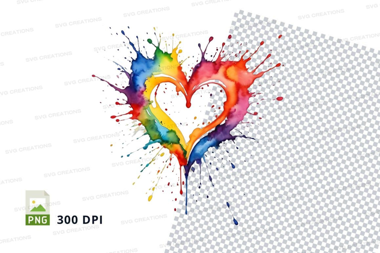 Rainbow heart splatter