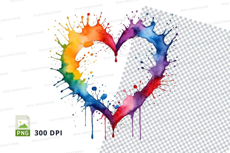 Rainbow heart splash