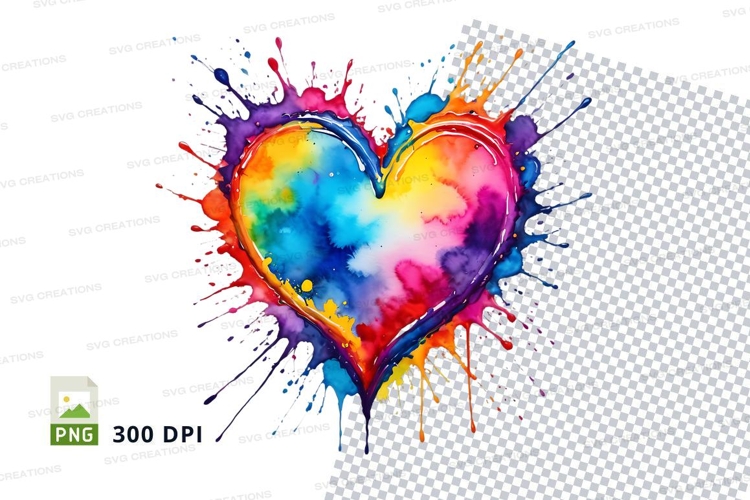 Colorful heart splatter