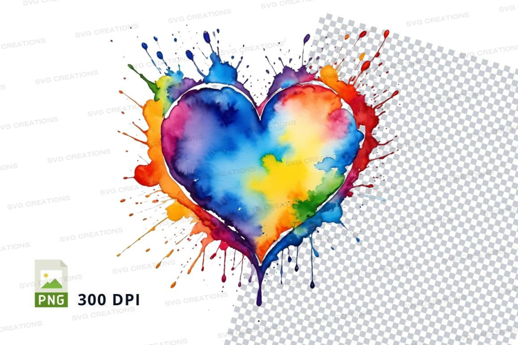 Rainbow heart splash