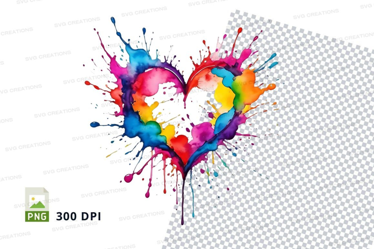 Colorful heart splatter