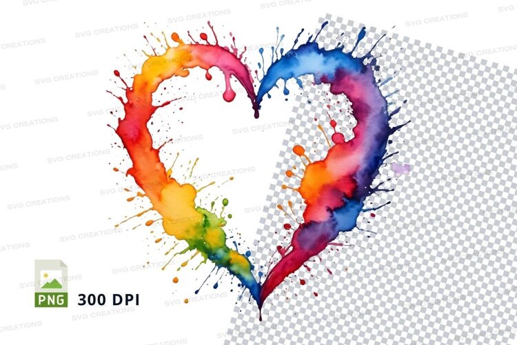 Rainbow heart splatter example image 1