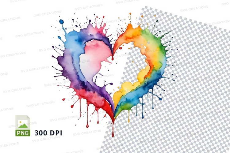 Rainbow heart splash
