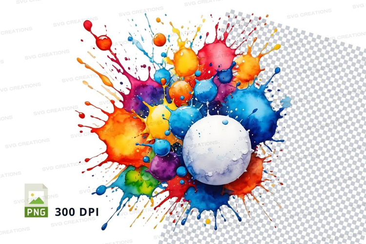 Colorful paint splatter with snowball
