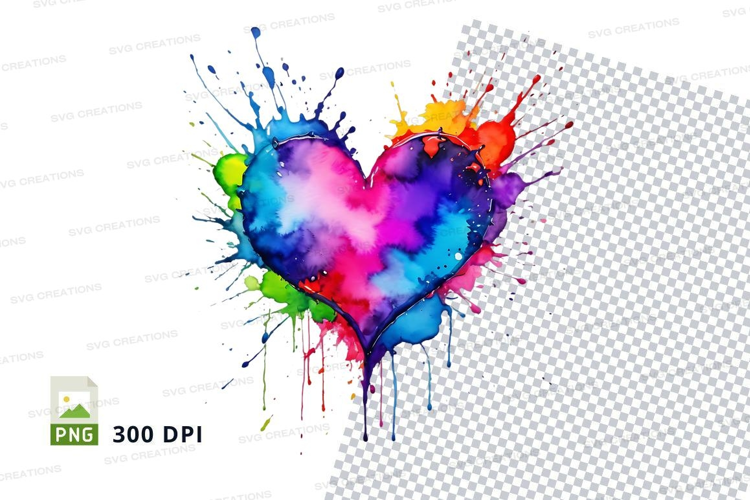 Colorful heart splash