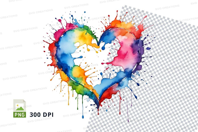 Rainbow heart splash