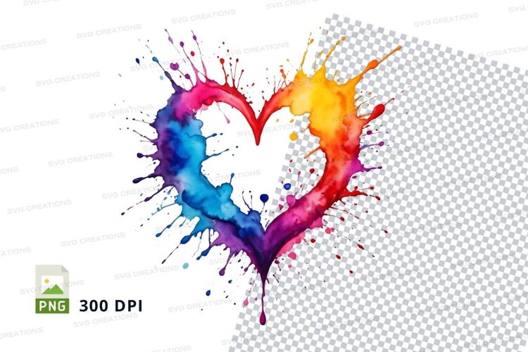 Rainbow heart splash example image 1