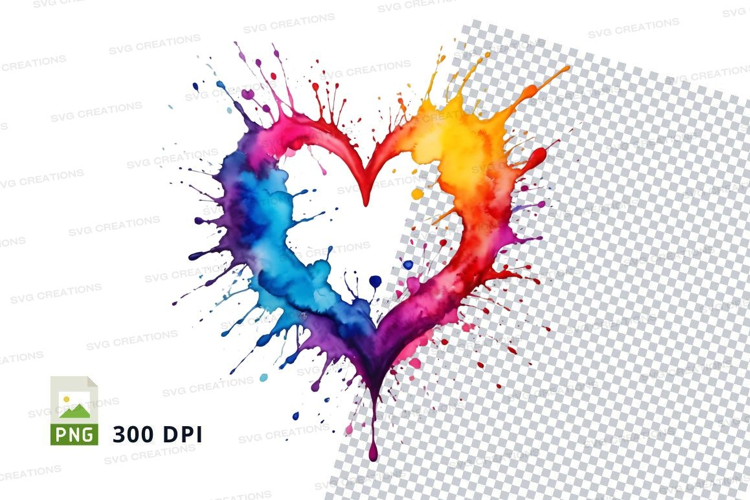 Rainbow heart splash