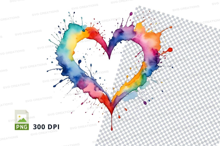 Rainbow heart splatter