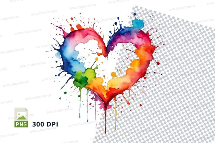 Rainbow heart splash example image 1
