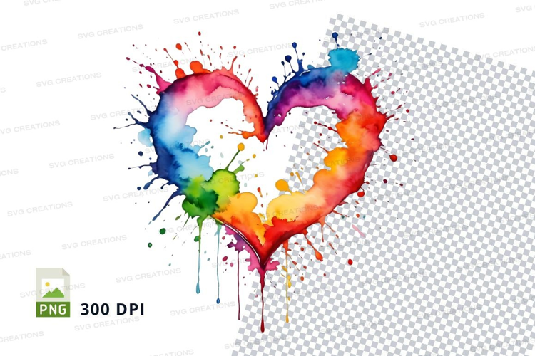 Rainbow heart splash