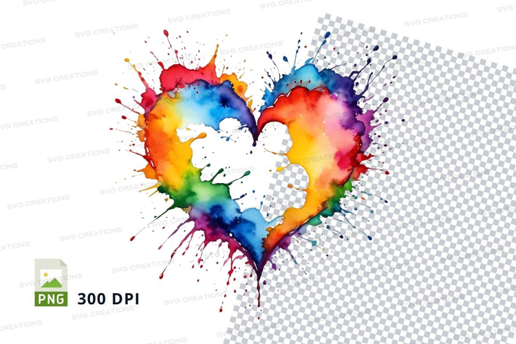 Rainbow heart splash