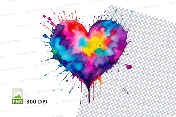 Rainbow heart splatter