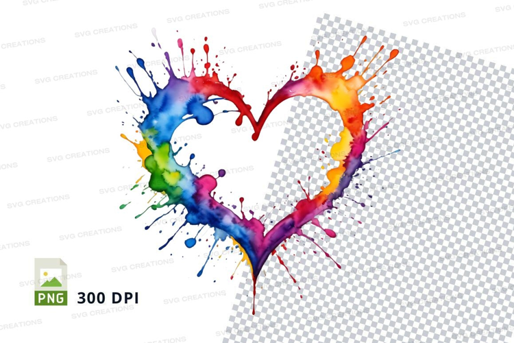 Rainbow heart splash