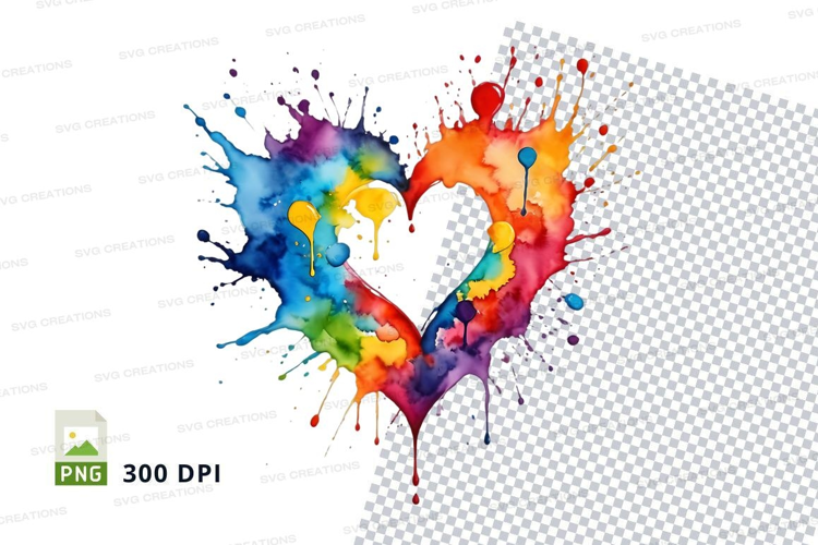 Rainbow heart splash