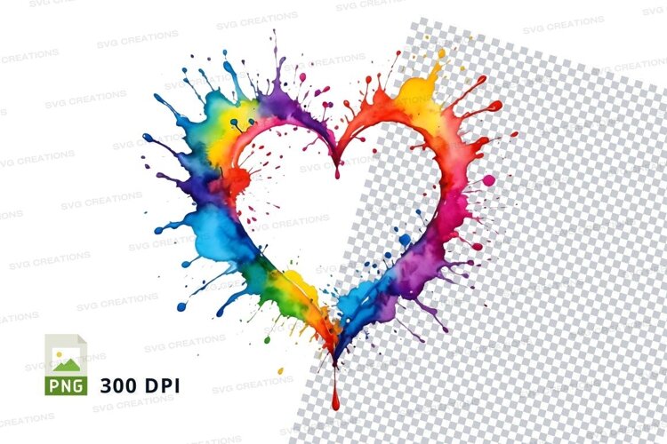 Rainbow heart splatter example image 1