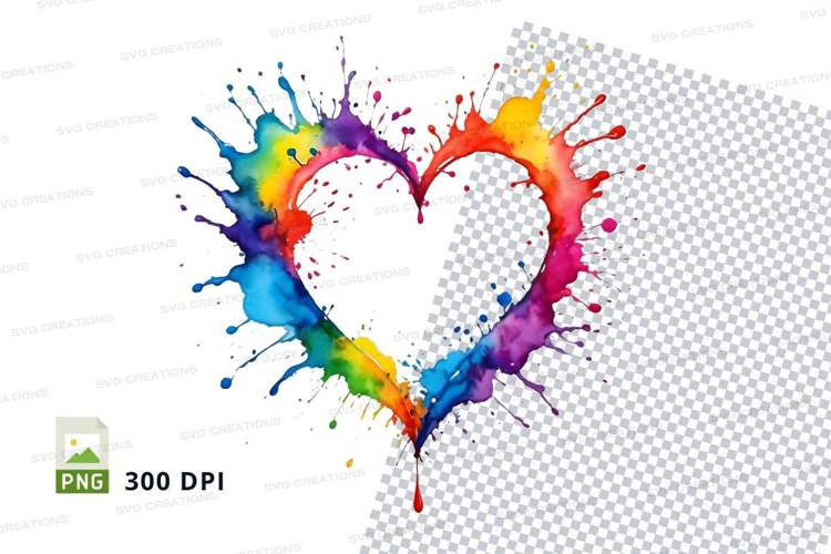 Rainbow heart splatter