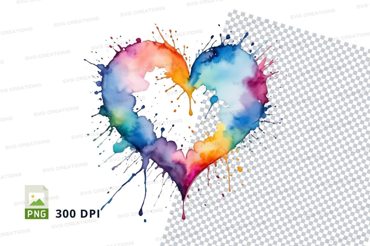 Rainbow heart splash