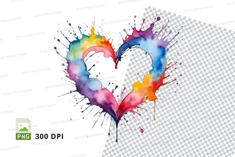 Rainbow heart splash