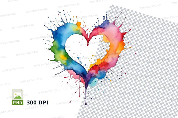 Rainbow heart splash