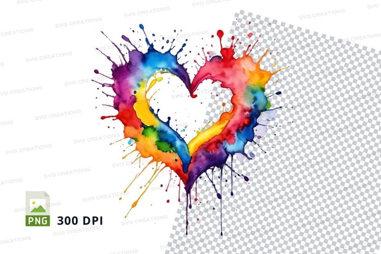 Rainbow heart splash example image 1