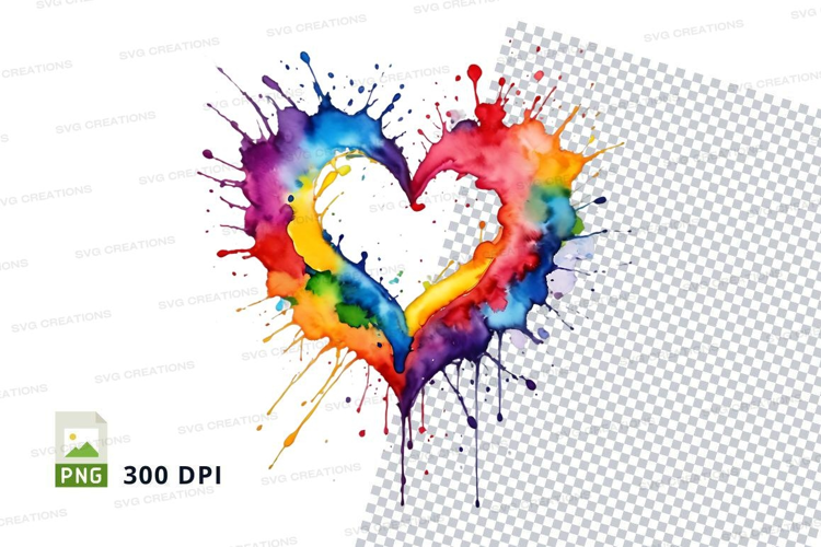 Rainbow heart splash