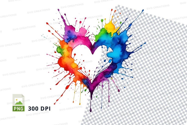 Rainbow heart splatter