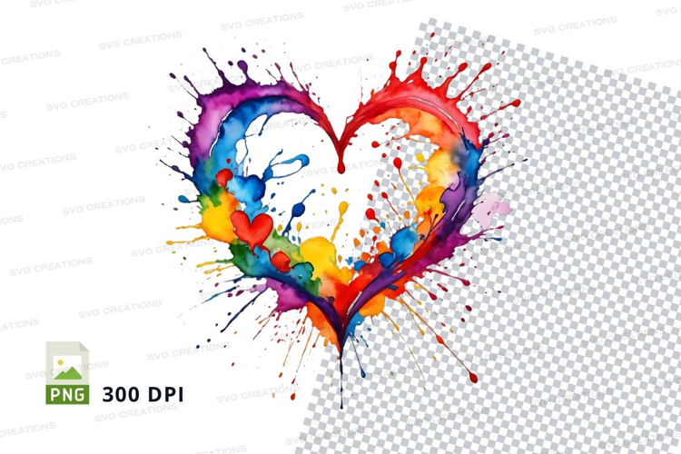 Colorful heart splatter