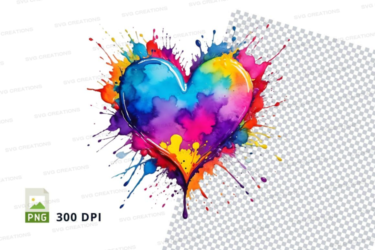Colorful heart splatter