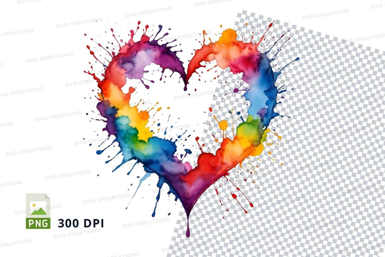 Rainbow heart splatter