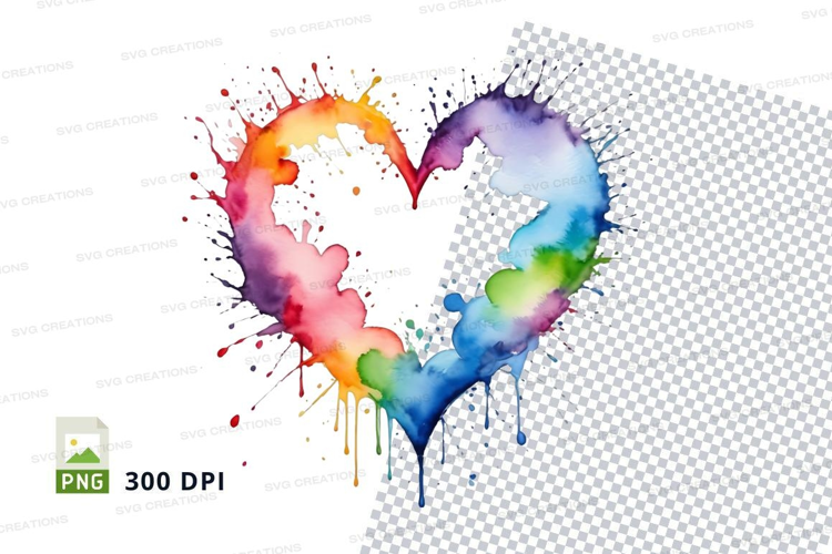Rainbow heart splatter
