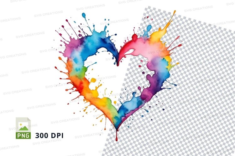 Rainbow heart splatter example image 1