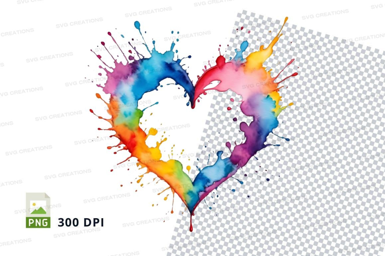 Rainbow heart splatter