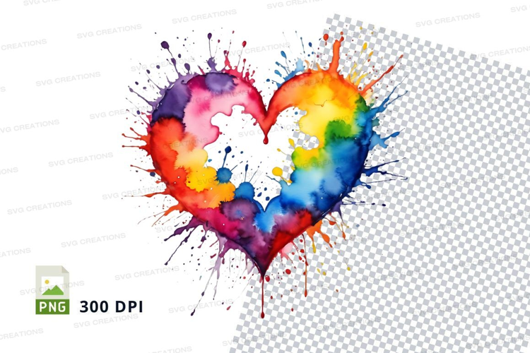 Rainbow heart splash
