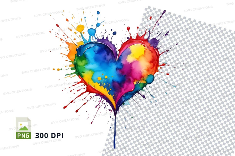 Rainbow heart splash