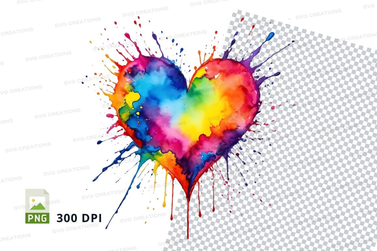 Rainbow heart splatter