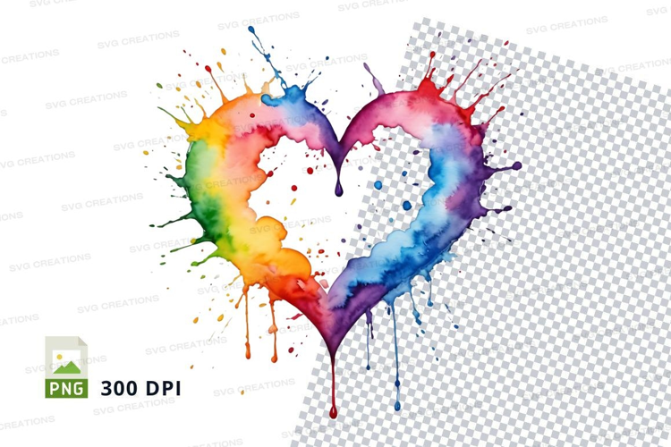 Rainbow heart splash