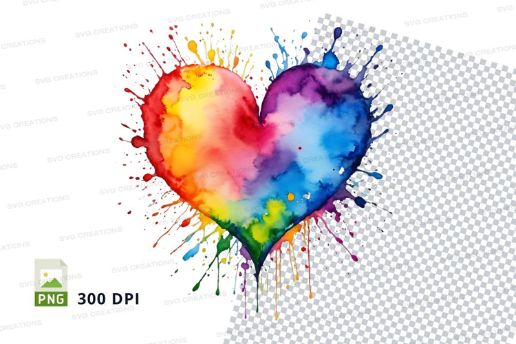 Rainbow heart splash
